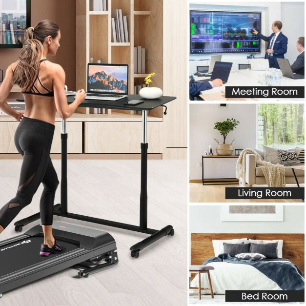 Height Adjustable Sit-Stand Desk with Locking Casters