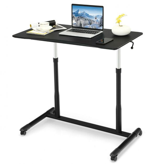 Height Adjustable Sit-Stand Desk with Locking Casters
