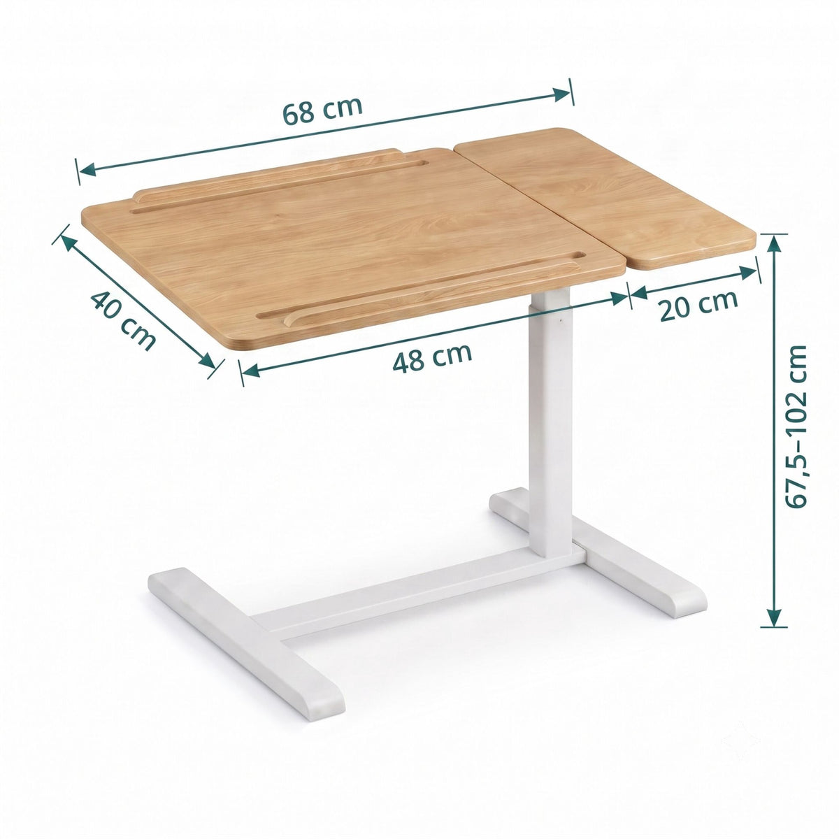 Height-Adjustable Standing Desk with Castors, Natural White