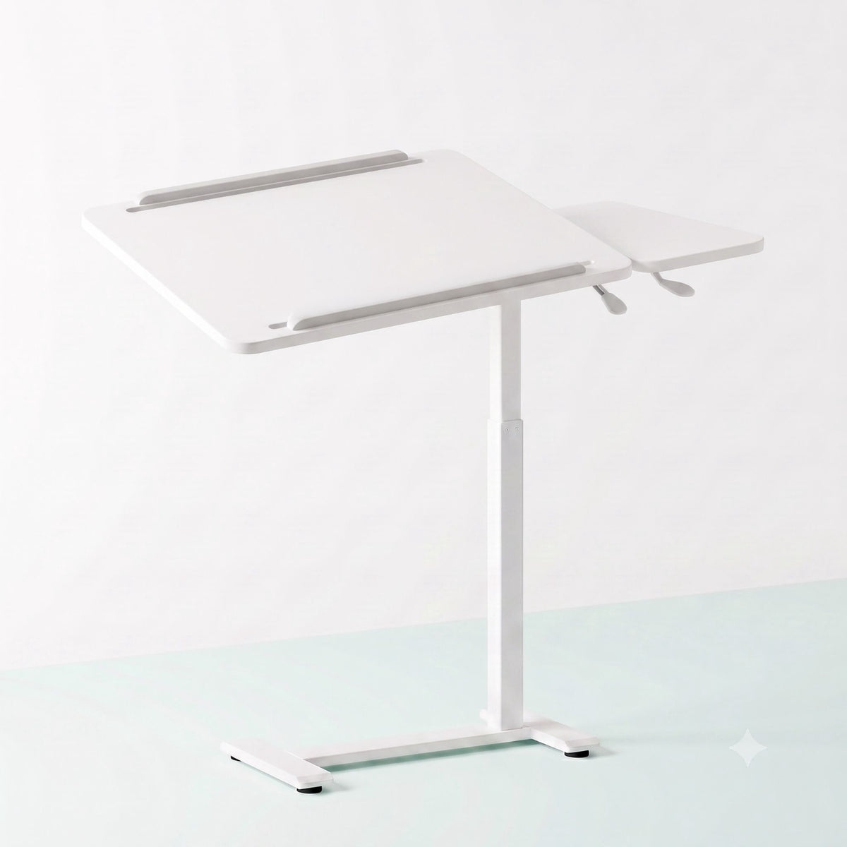 Height-Adjustable Standing Desk with Castors – White
