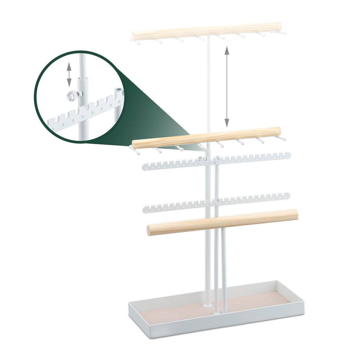 Height-adjustable T-shaped jewelry stand