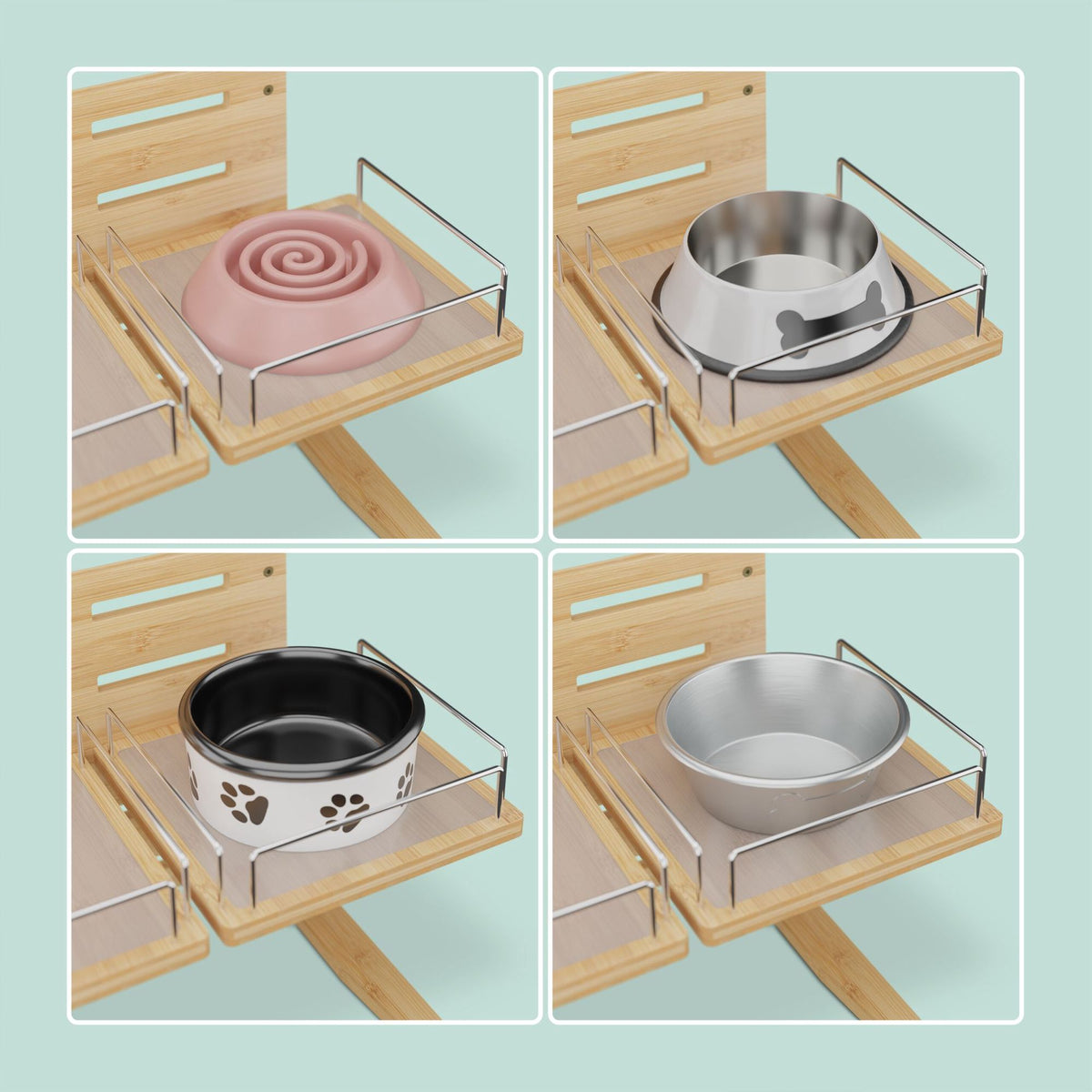 Height-adjustable feeding station for dogs