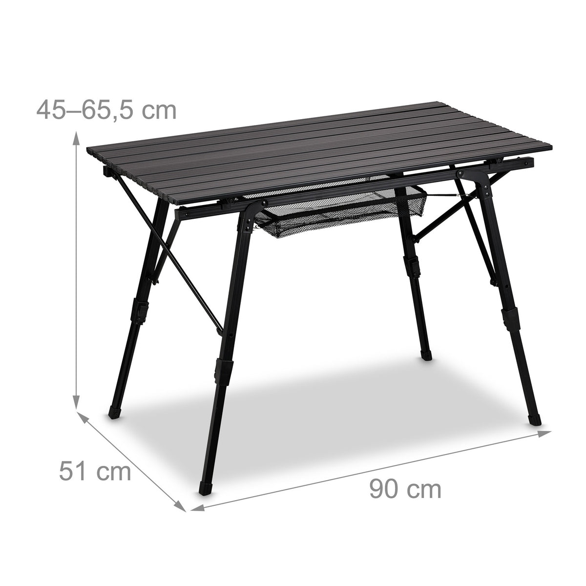 Height-adjustable folding aluminum table