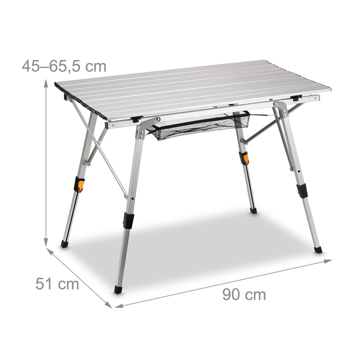 Height-adjustable folding aluminum table