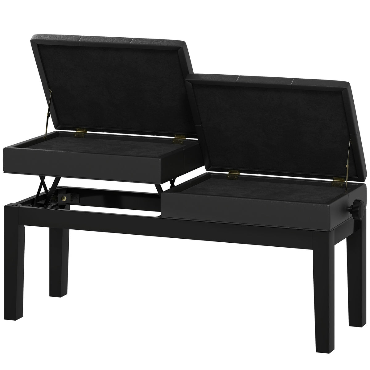 Height-adjustable piano bench with storage space, piano bench with a load capacity of up to 220 kg, artificial leather, black, 105 x 37 x 48-58 cm |