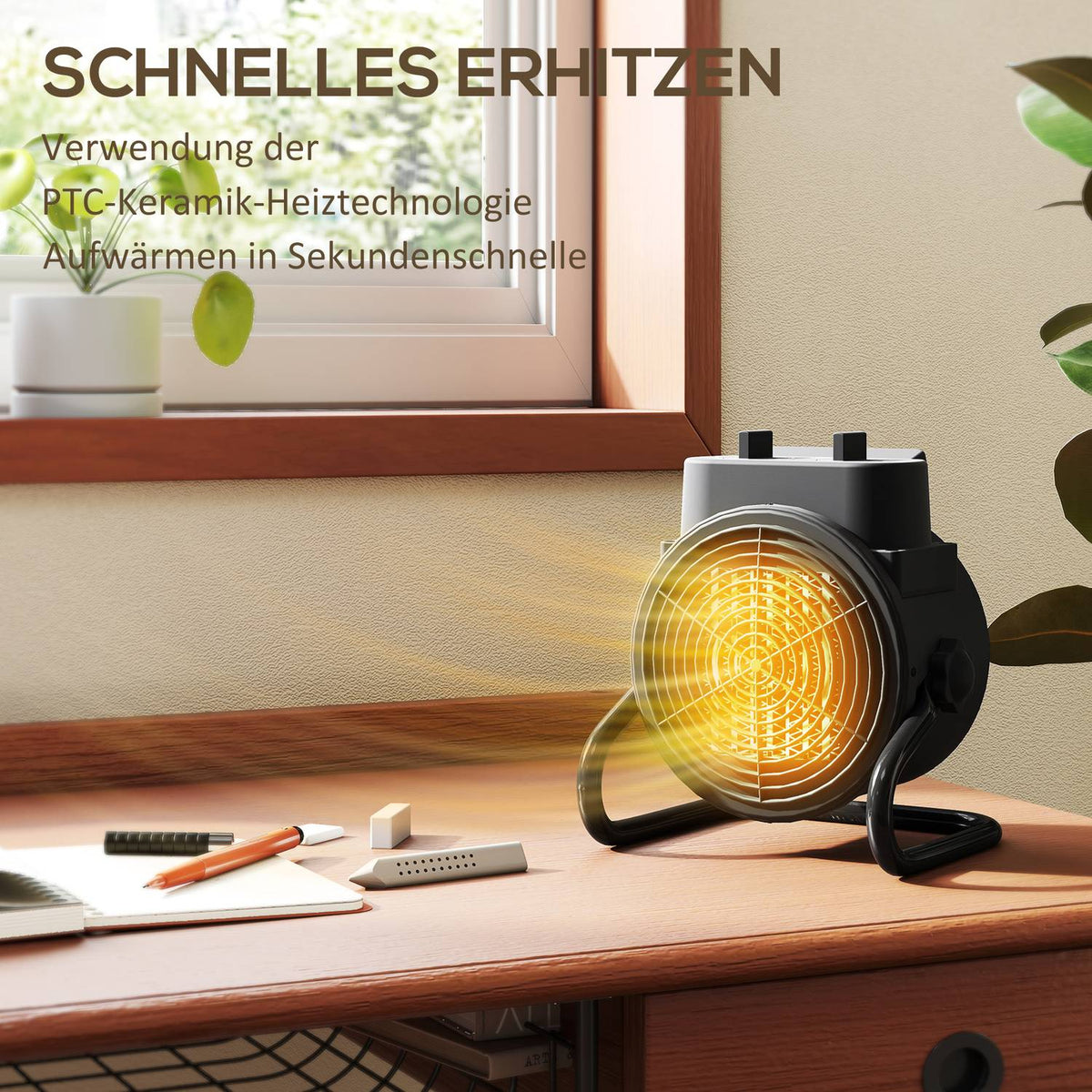 Heizlüfter, 3 Modi, Thermostat, Überhitzungsschutz, Schwarz