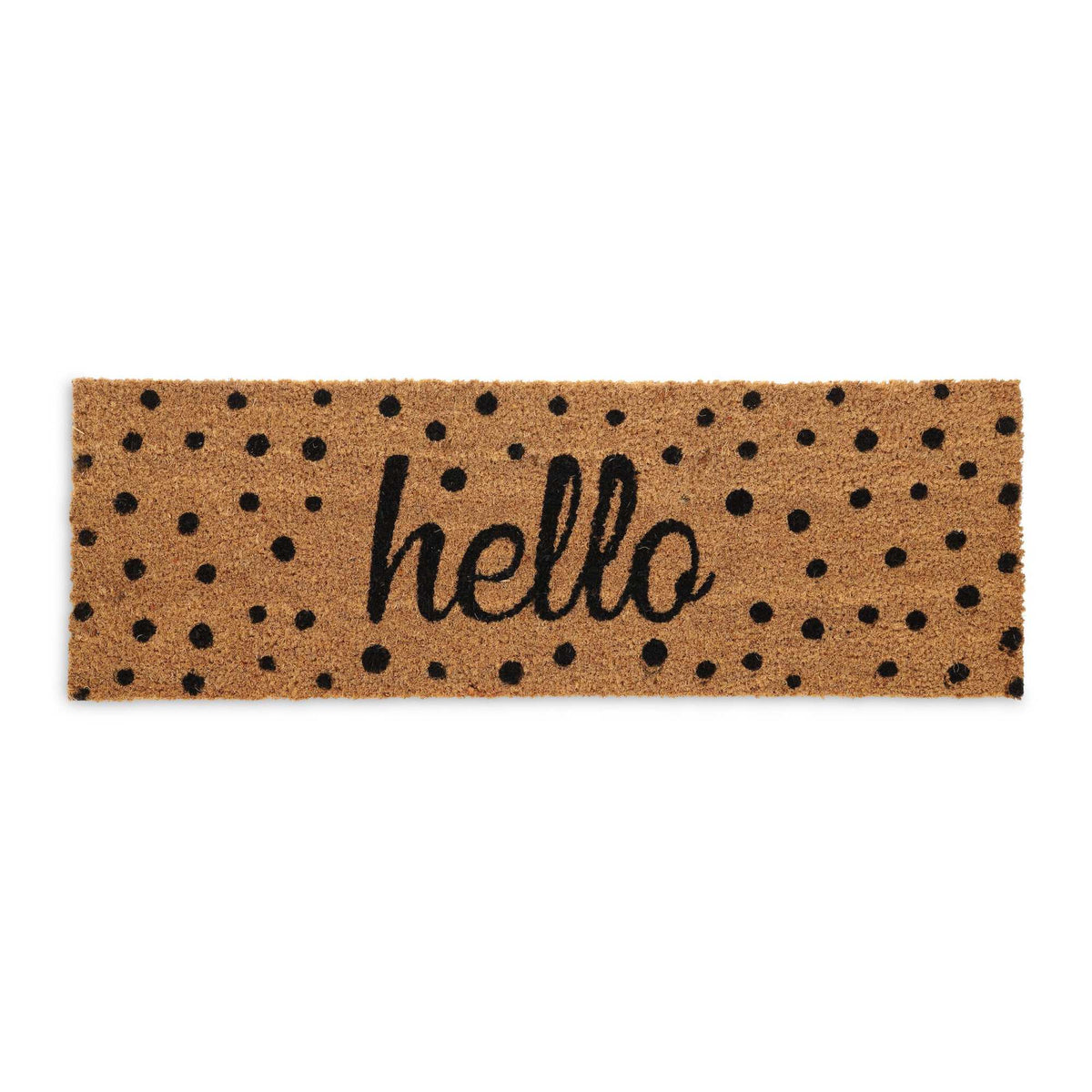 Hello coconut door mat with dots