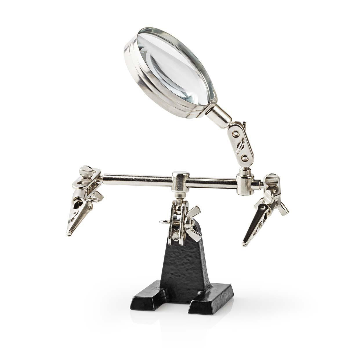 Helping third hand with magnifying glass | Crocodile Clips | Silver