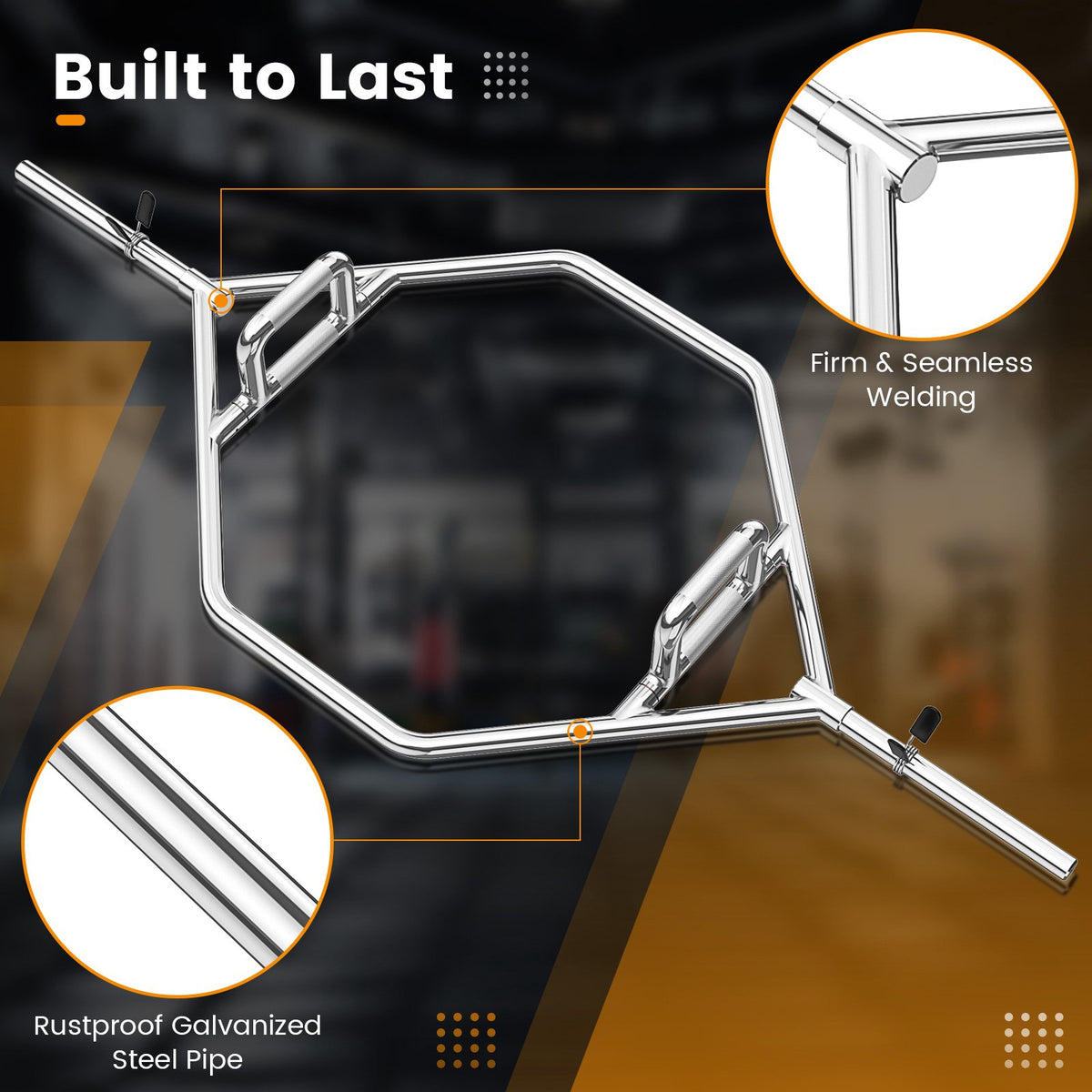 Hex Trap Bar, Raised Handles, 363 kg, Standard Plates