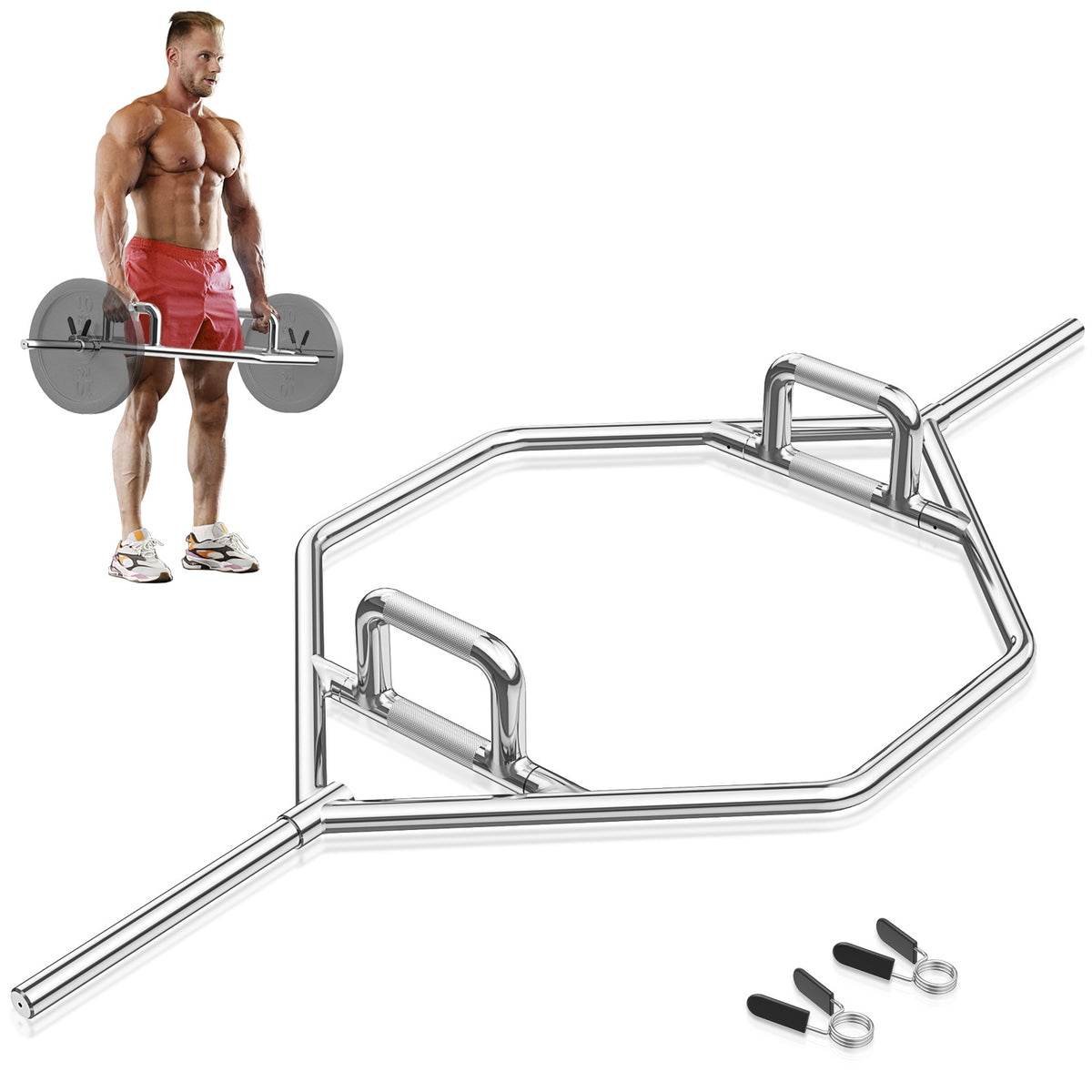 Hex Trap Bar, Raised Handles, 363 kg, Standard Plates