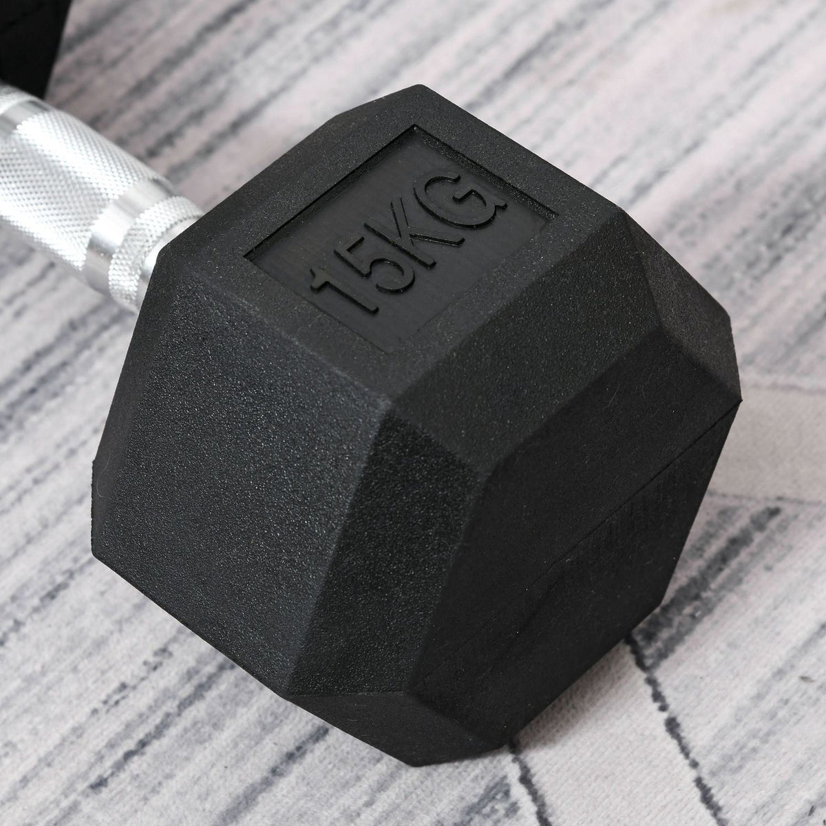 Hexagon Dumbbell Cast Iron Dumbbell Rubber Dumbbell Handle Knurled Weights Metal Rubber Black 1 X 15 Kg