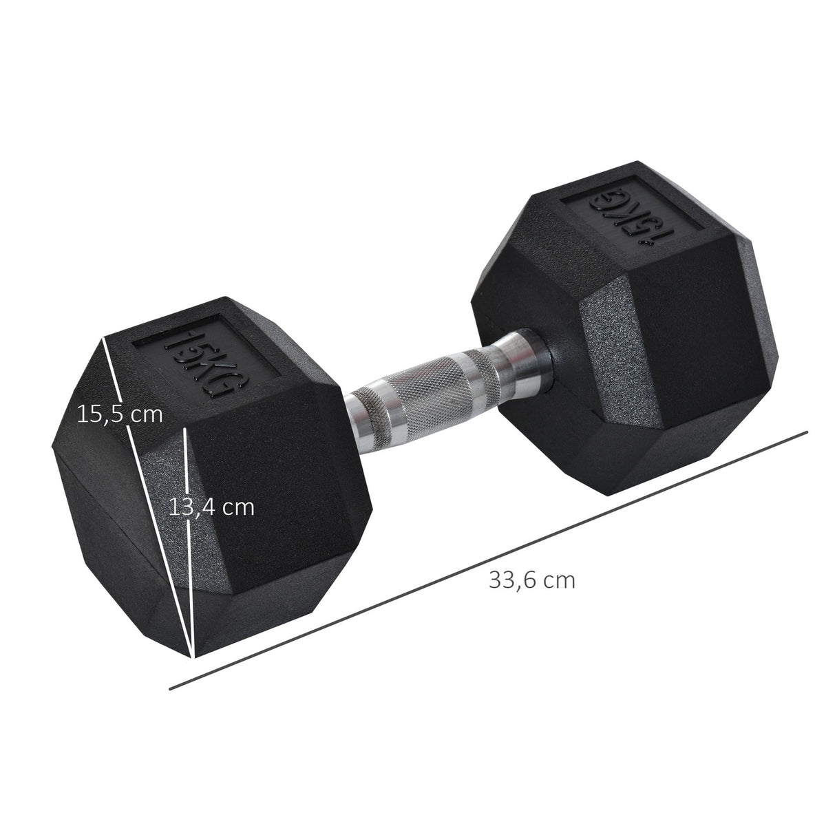 Hexagon Dumbbell Cast Iron Dumbbell Rubber Dumbbell Handle Knurled Weights Metal Rubber Black 1 X 15 Kg