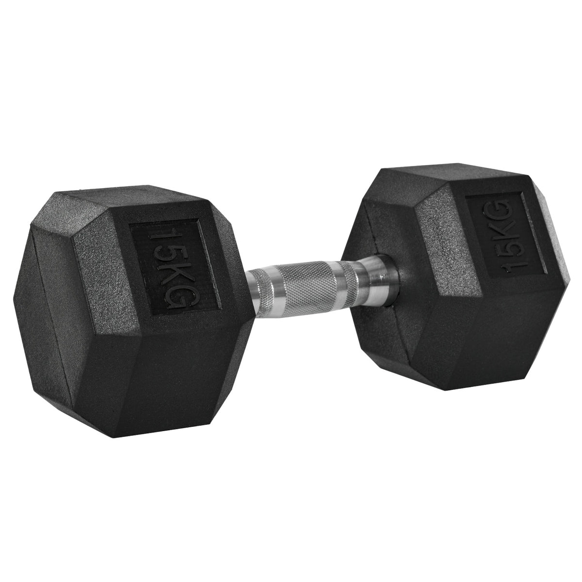 Hexagon Dumbbell Cast Iron Dumbbell Rubber Dumbbell Handle Knurled Weights Metal Rubber Black 1 X 15 Kg