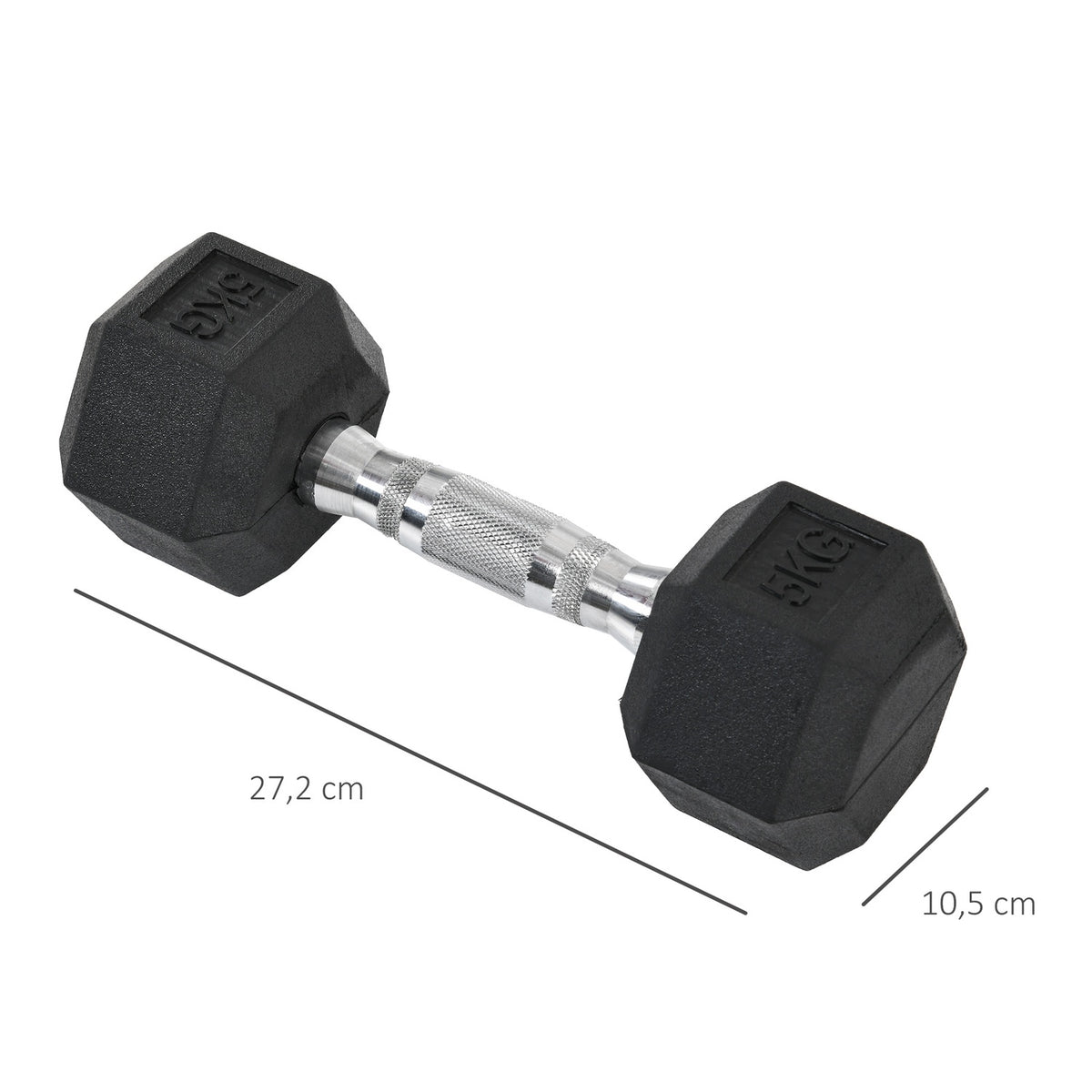 Hexagon Dumbbells Set Of 2, 2X5 Kg, Cast Iron With Rubber Cover, Black