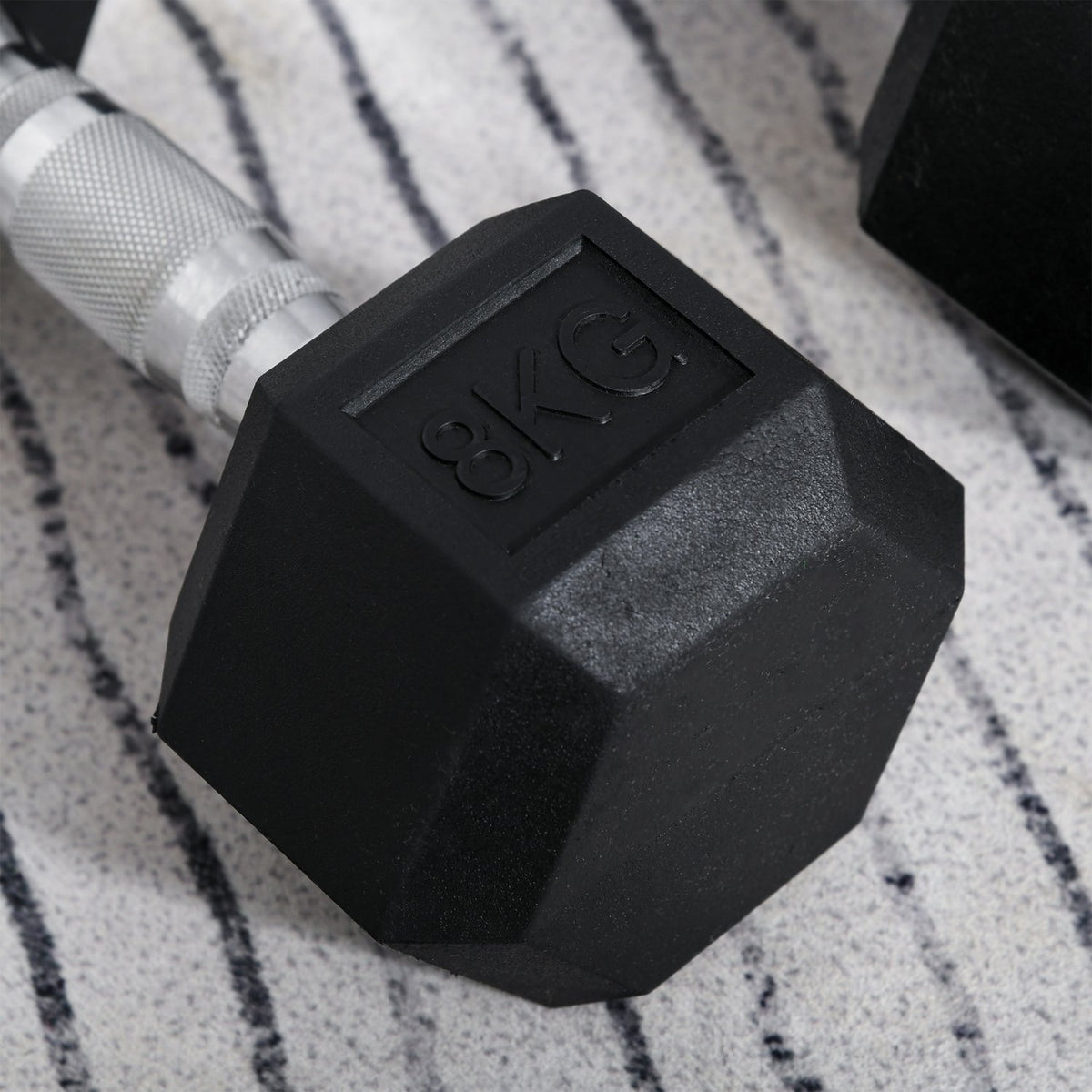 Hexagon Dumbbells Set Of 2 Cast Iron Dumbbells Handle Knurled Dumbbell Set Weights Metal Rubber Black 2 X 8 Kg