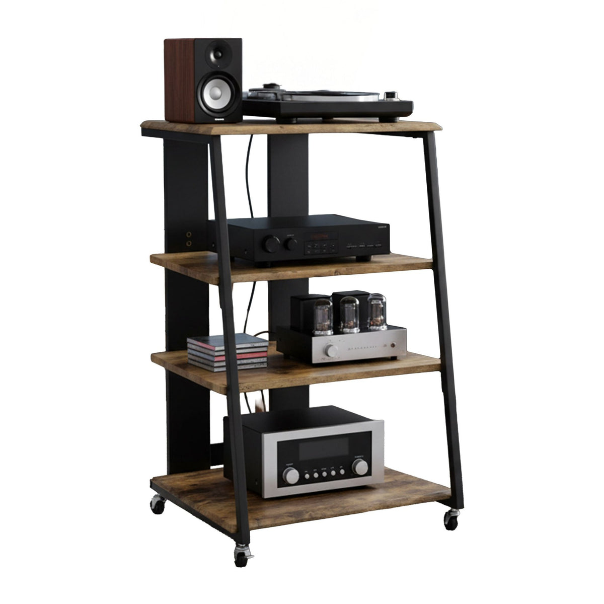 Hi-Fi Rack with 4 Shelves, Adjustable Height