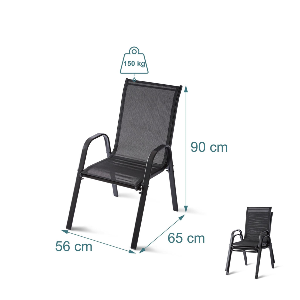 High-Back Garden Chair Set, Breathable Fabric, Stackable