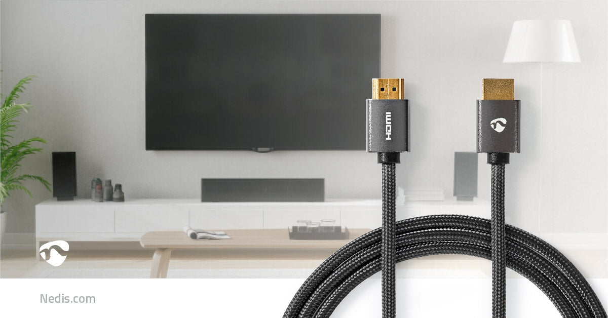 High Speed HDMI ™ cable with Ethernet | HDMI™ Connector | HDMI™ Connector | 4K@60Hz | ARC | 18 Gbps | 1.00 m | Round | Cotton | Gray / Gray With Metal | Carton with covered window