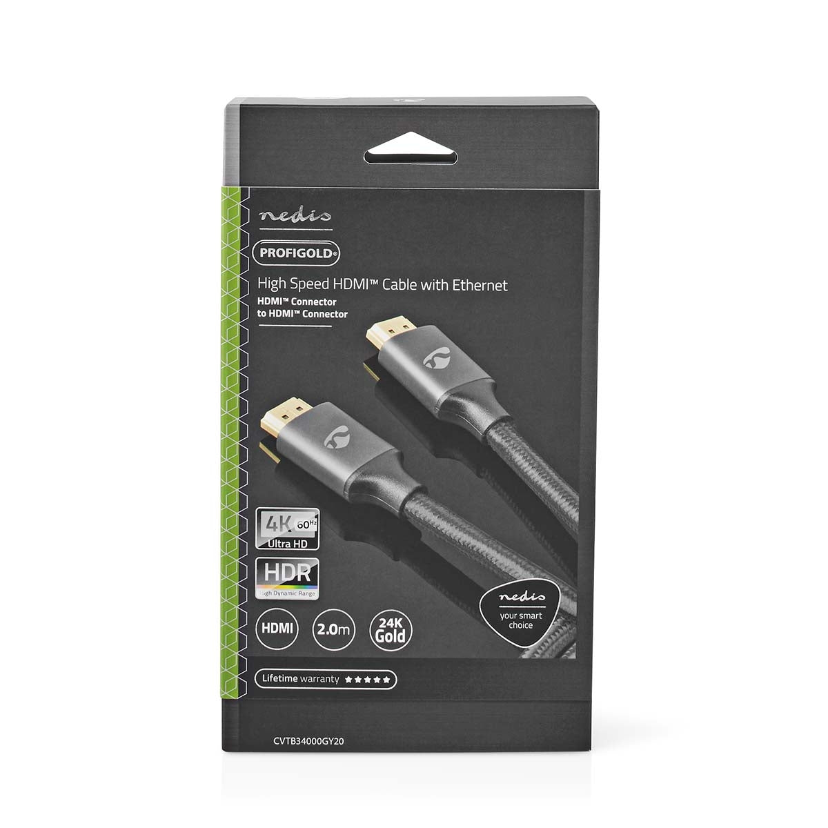 High Speed HDMI ™ cable with Ethernet | HDMI™ Connector | HDMI™ Connector | 4K@60Hz | ARC | 18 Gbps | 2.00 m | Round | Cotton | Gray / Gray With Metal | Carton with covered window