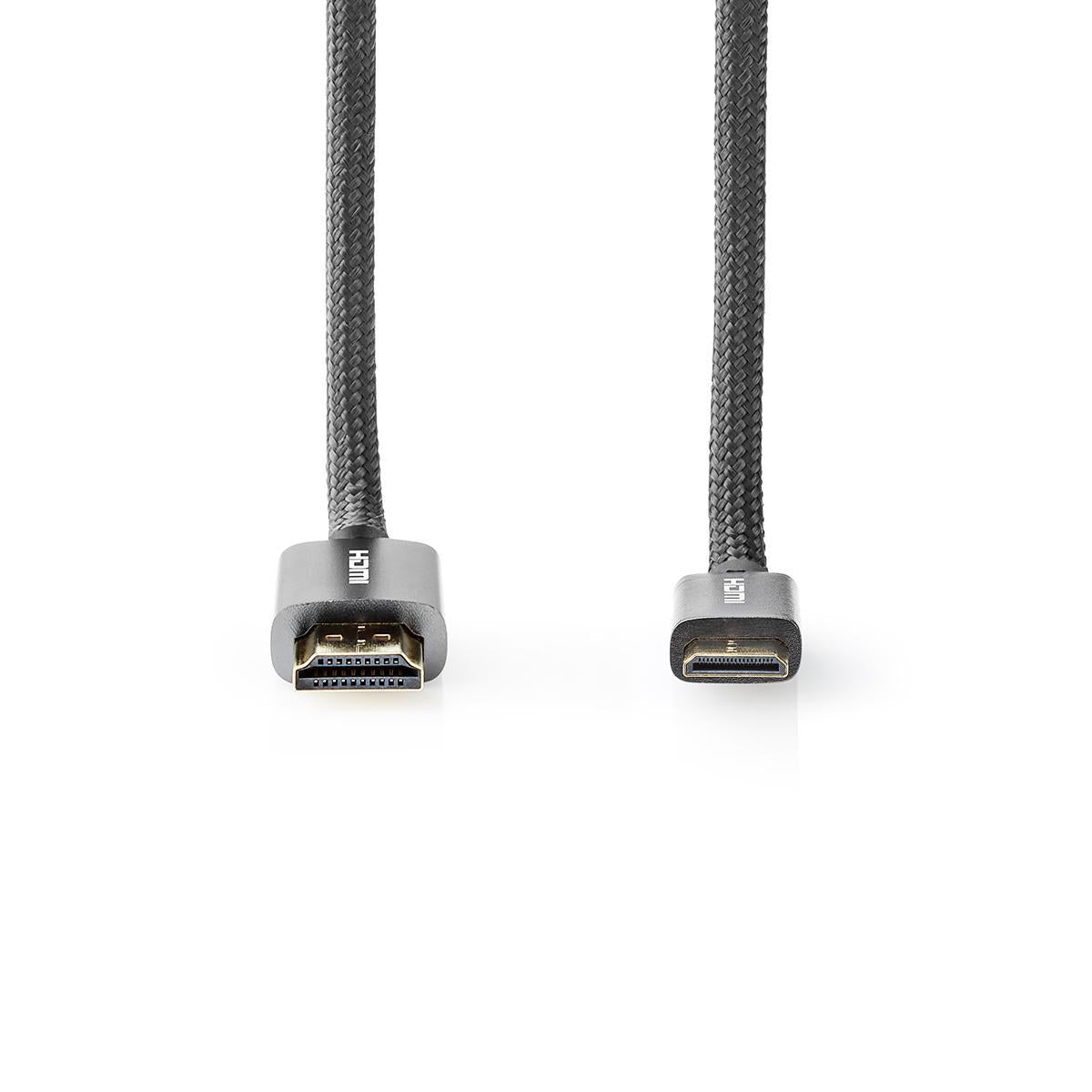 High Speed HDMI ™ cable with Ethernet | HDMI™ Connector | HDMI™ Mini connector | 4K@60Hz | 18 Gbps | 2.00 m | Round | Cotton | Anthracite / Gray With Metal | Carton with covered window