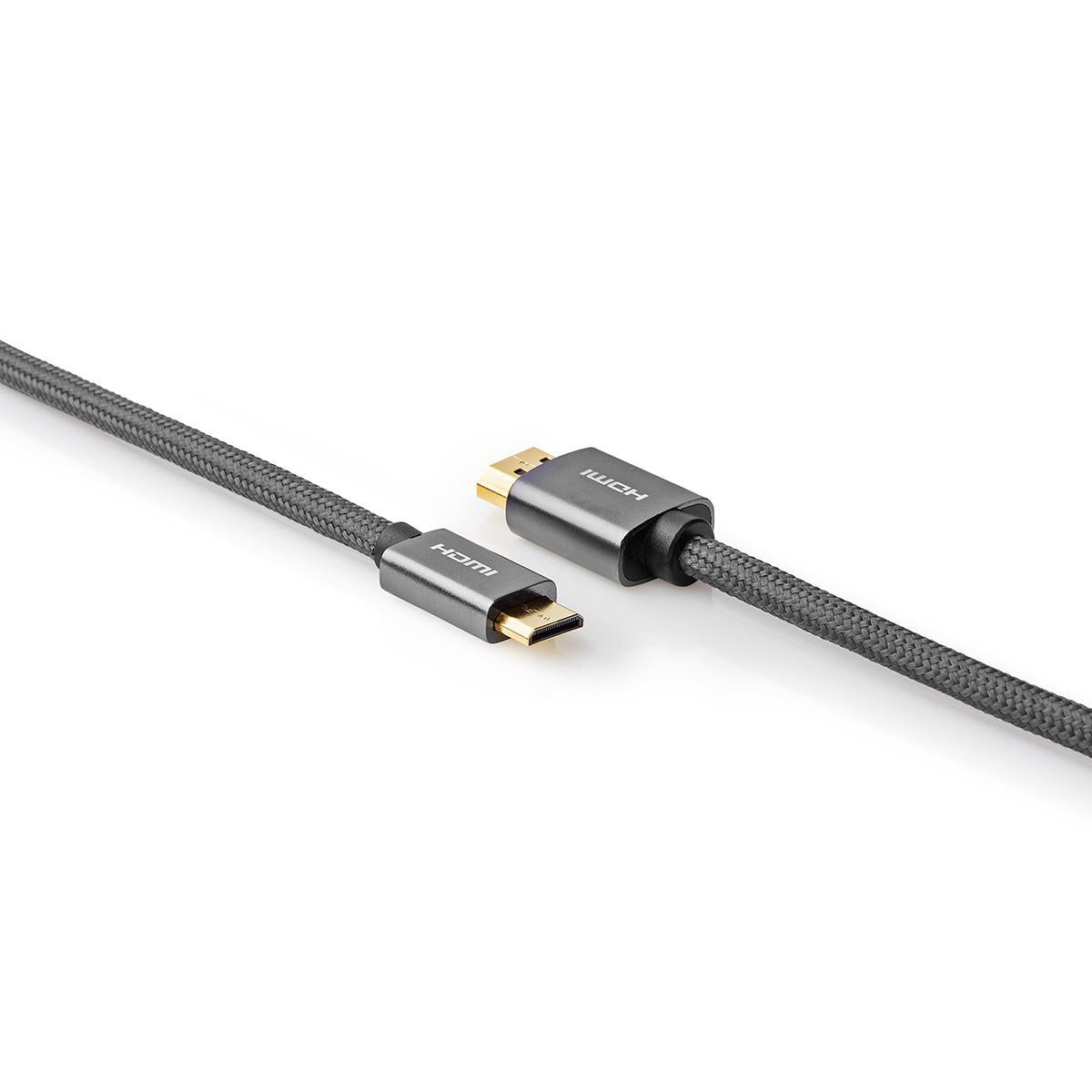 High Speed HDMI ™ cable with Ethernet | HDMI™ Connector | HDMI™ Mini connector | 4K@60Hz | 18 Gbps | 2.00 m | Round | Cotton | Anthracite / Gray With Metal | Carton with covered window