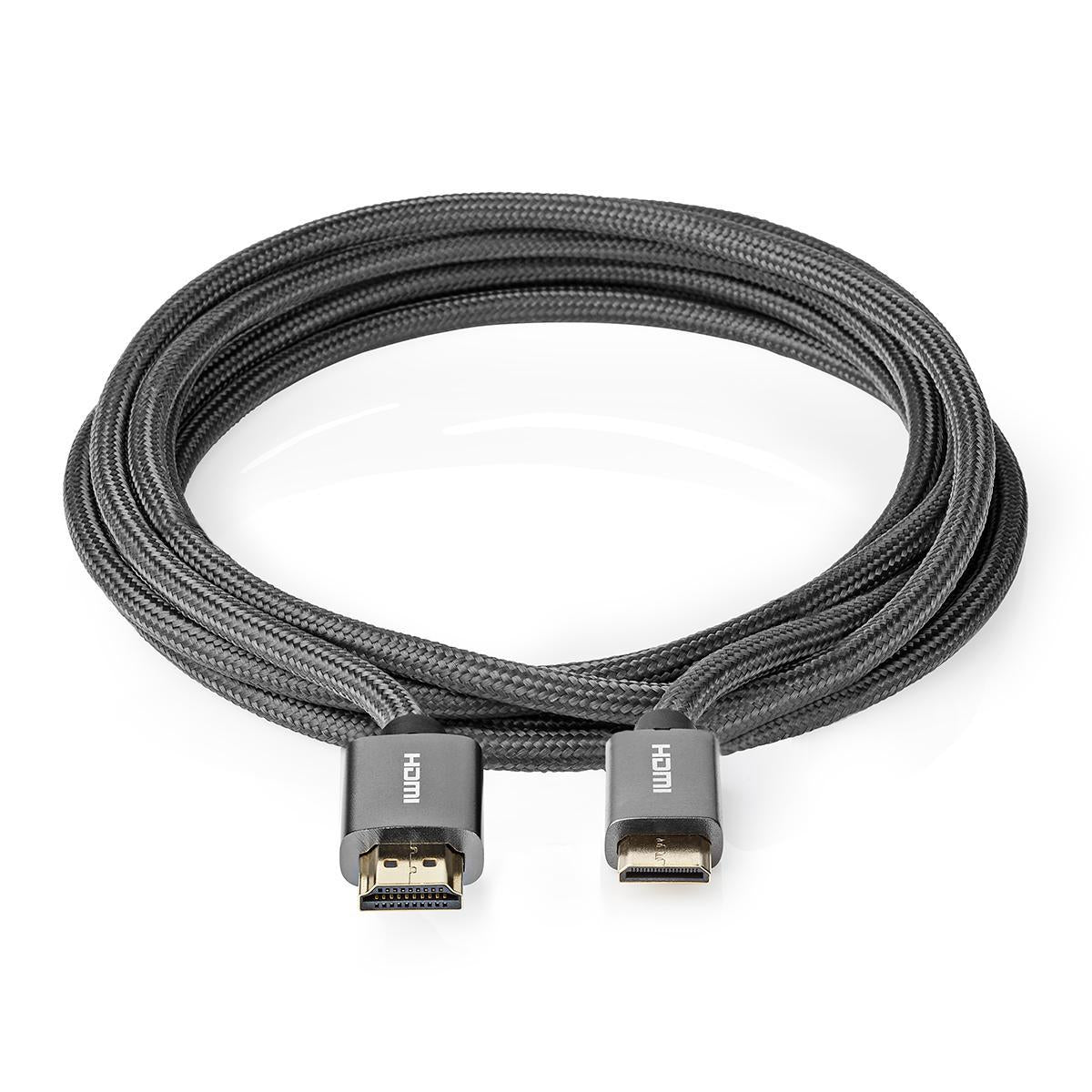 High Speed HDMI ™ cable with Ethernet | HDMI™ Connector | HDMI™ Mini connector | 4K@60Hz | 18 Gbps | 2.00 m | Round | Cotton | Anthracite / Gray With Metal | Carton with covered window
