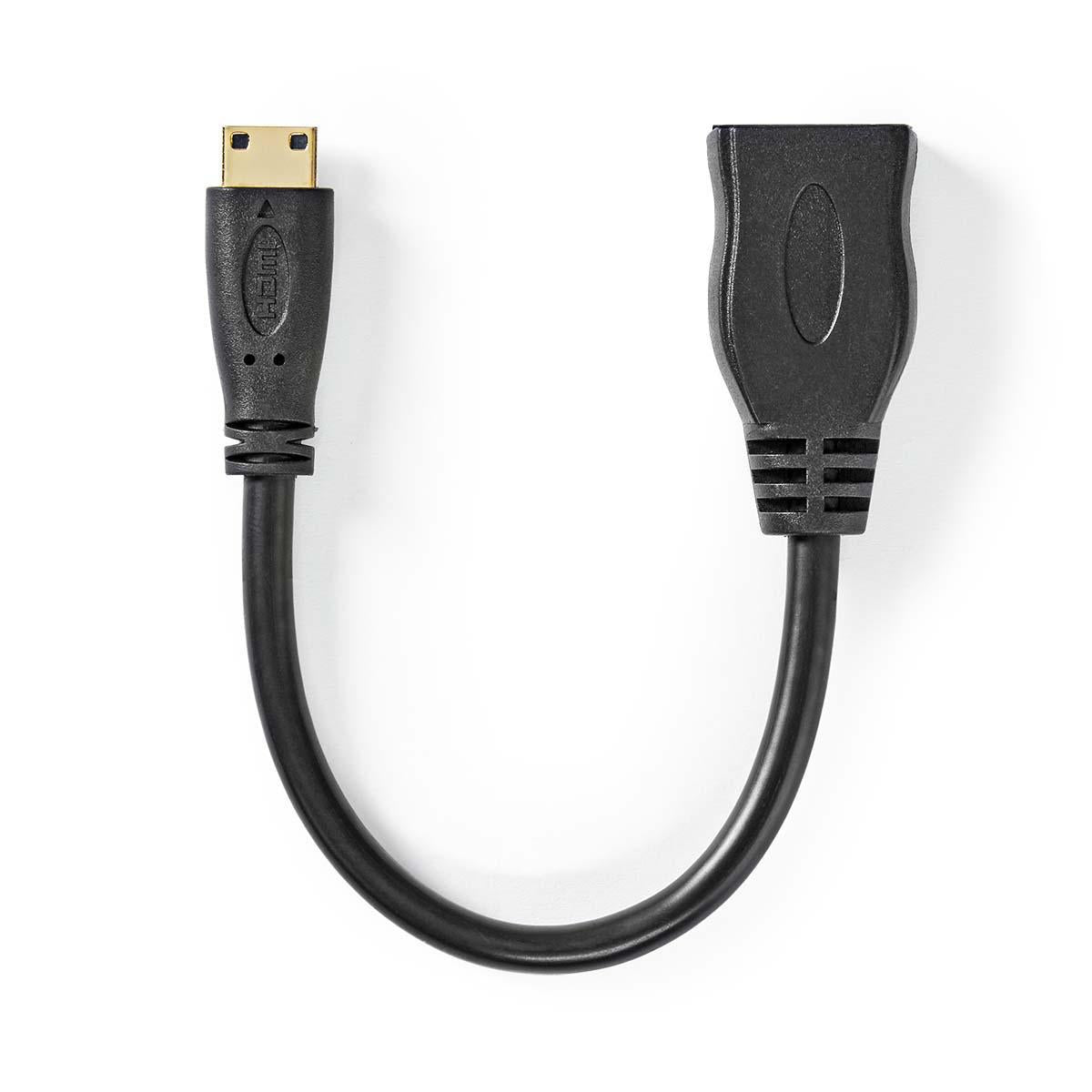 High Speed HDMI ™ cable with Ethernet | HDMI™ Mini connector | HDMI™ Output | 4K@30Hz | 10.2 Gbps | 0.20 m | Round | PVC | Black | Plastic bag