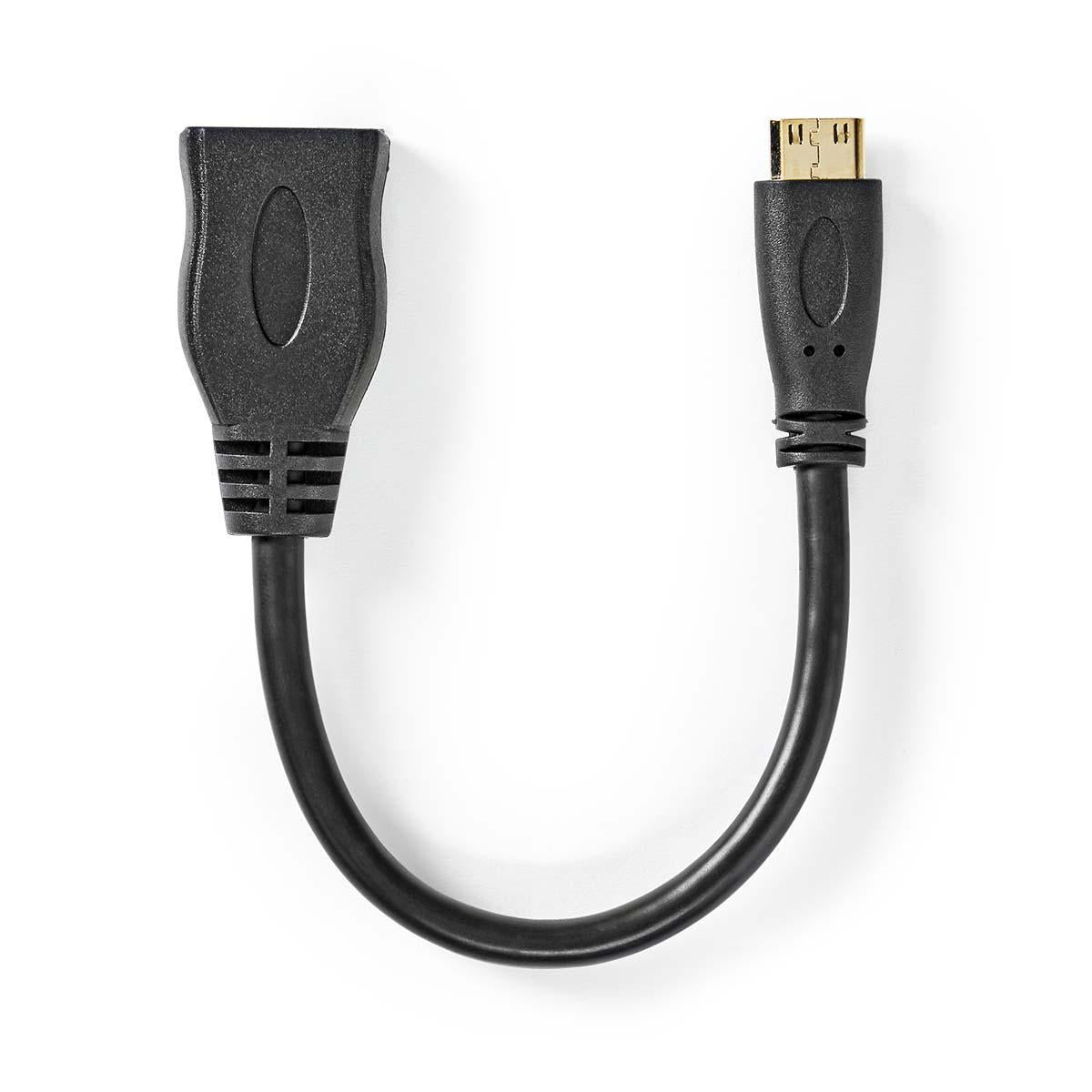 High Speed HDMI ™ cable with Ethernet | HDMI™ Mini connector | HDMI™ Output | 4K@30Hz | 10.2 Gbps | 0.20 m | Round | PVC | Black | Plastic bag