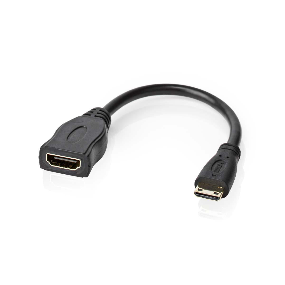 High Speed HDMI ™ cable with Ethernet | HDMI™ Mini connector | HDMI™ Output | 4K@30Hz | 10.2 Gbps | 0.20 m | Round | PVC | Black | Plastic bag