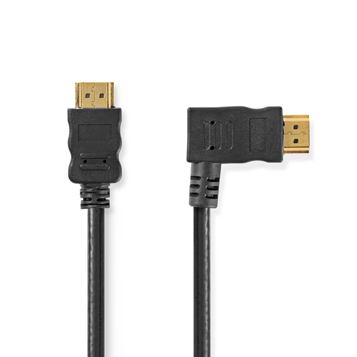 High Speed HDMI ™ cable with Ethernet | Right Hooked HDMI™ Connector | HDMI™ Connector | 4K@30Hz | 10.2 Gbps | 1.50 m | Round | PVC | Black | Envelope