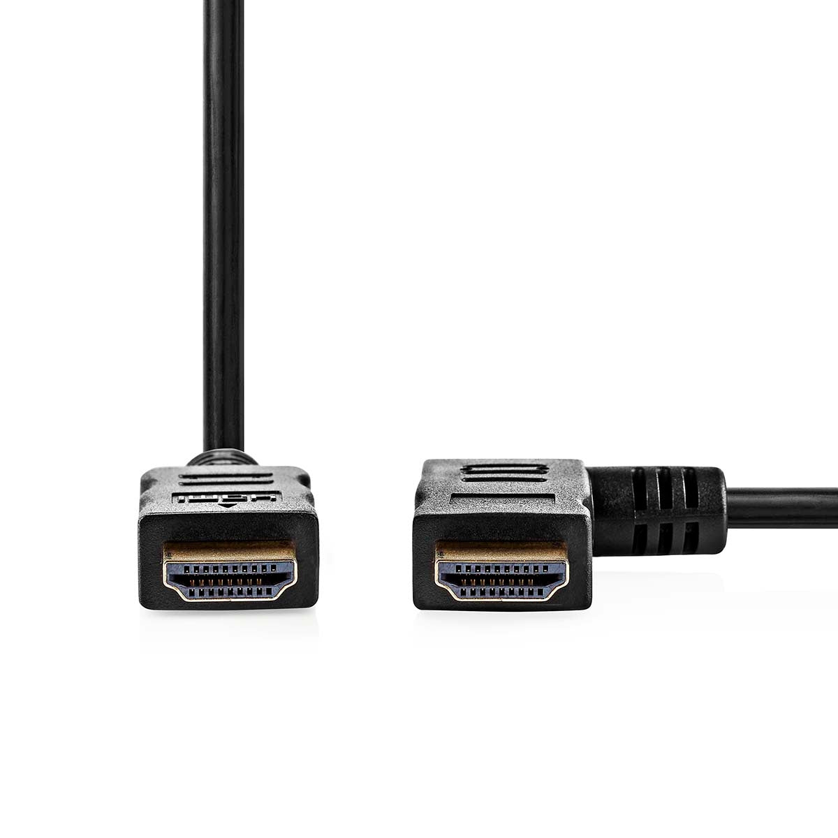 High Speed HDMI ™ cable with Ethernet | Right Hooked HDMI™ Connector | HDMI™ Connector | 4K@30Hz | 10.2 Gbps | 1.50 m | Round | PVC | Black | Envelope