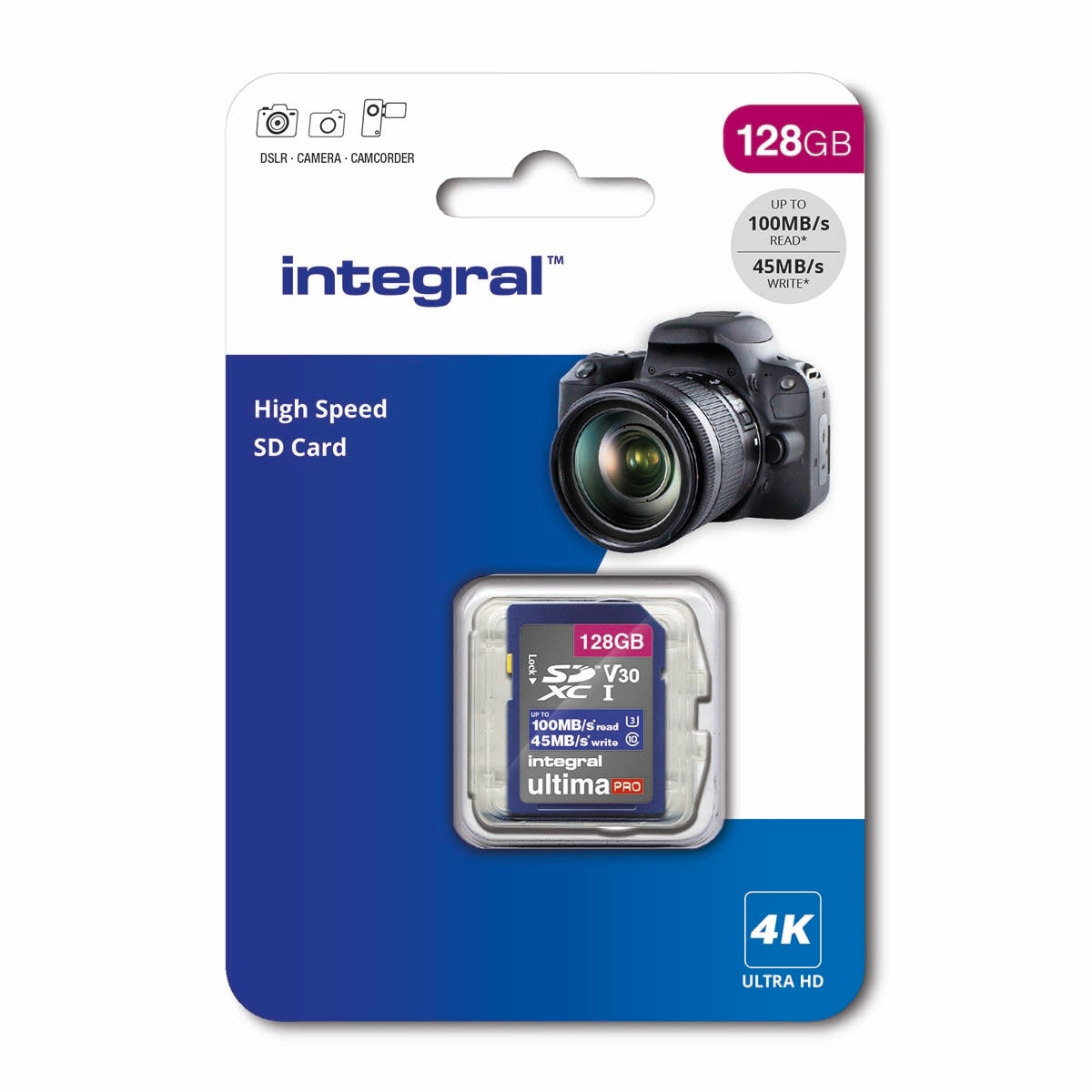 High Speed SDHC/XC V30 UHS-I U3 128 GB SD memory card
