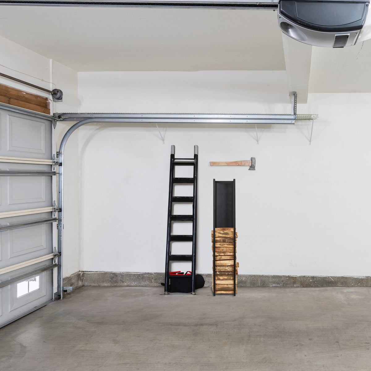 High wood shelf with back panel