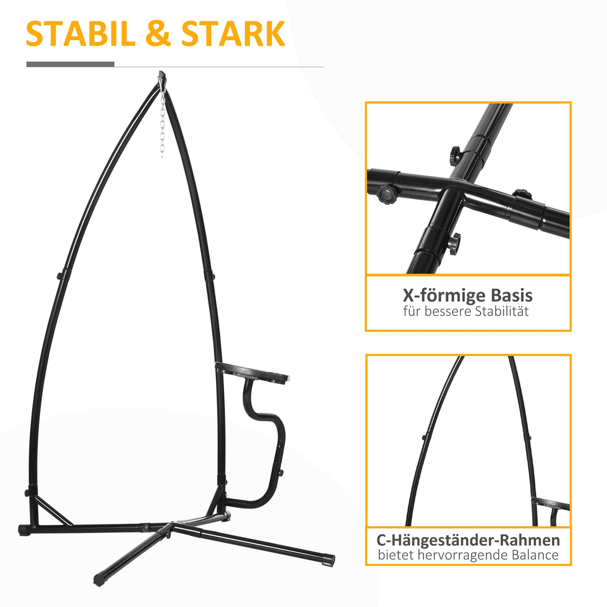 Hängesessel Gestell, Metall, X-Form, 120kg Kapazität