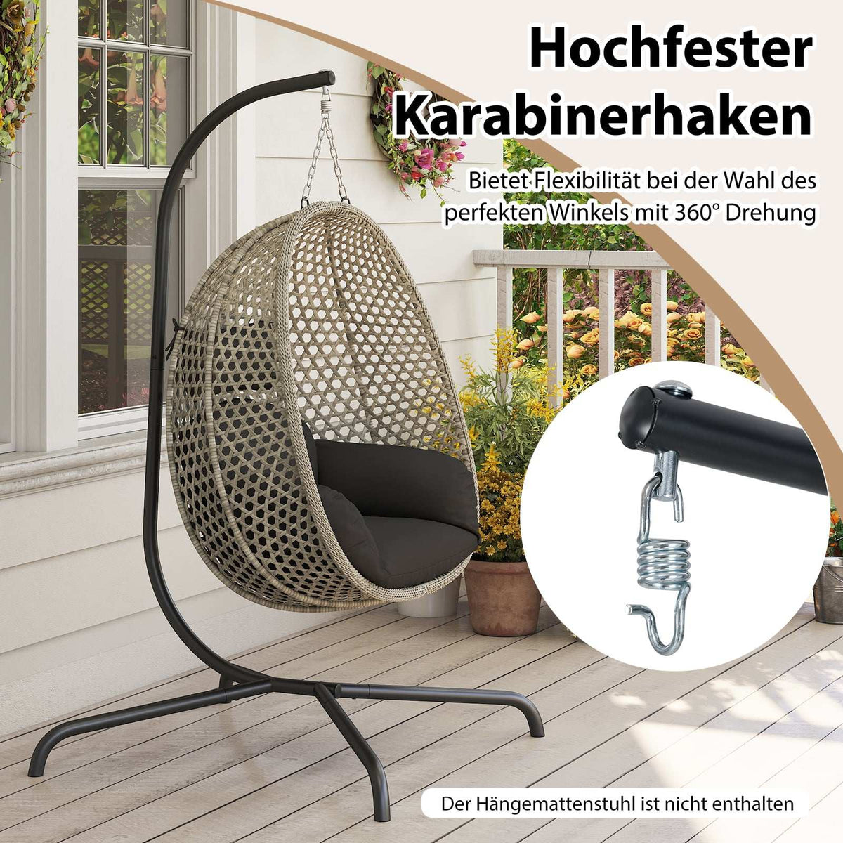 Hängesesselgestell Metall, 360 Drehung, 180 kg Kapazität