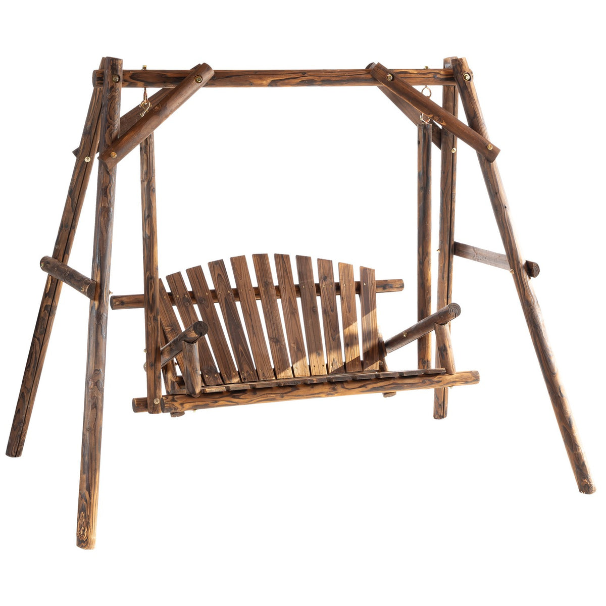 Hollywood Swing 2-Seater Garden Swing Swing Bench Hanging Bench Solid Wood Natural 187 X 137 X 170 Cm