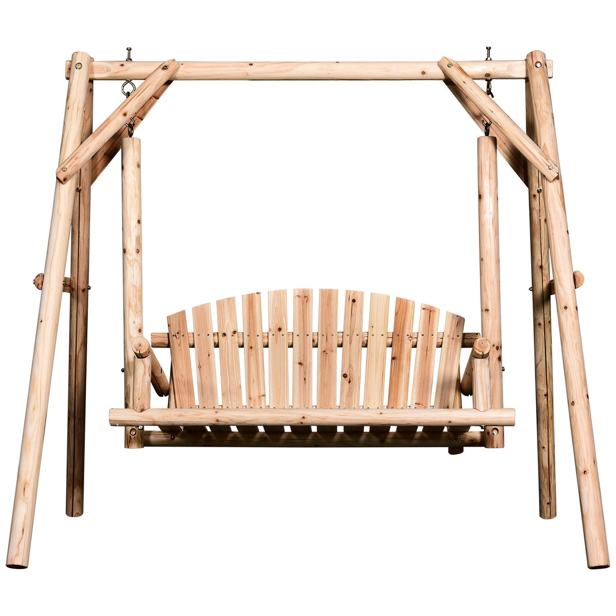 Hollywood Swing 2-Seater Garden Swing Swing Bench Hanging Bench Solid Wood Natural 187 X 137 X 170 Cm