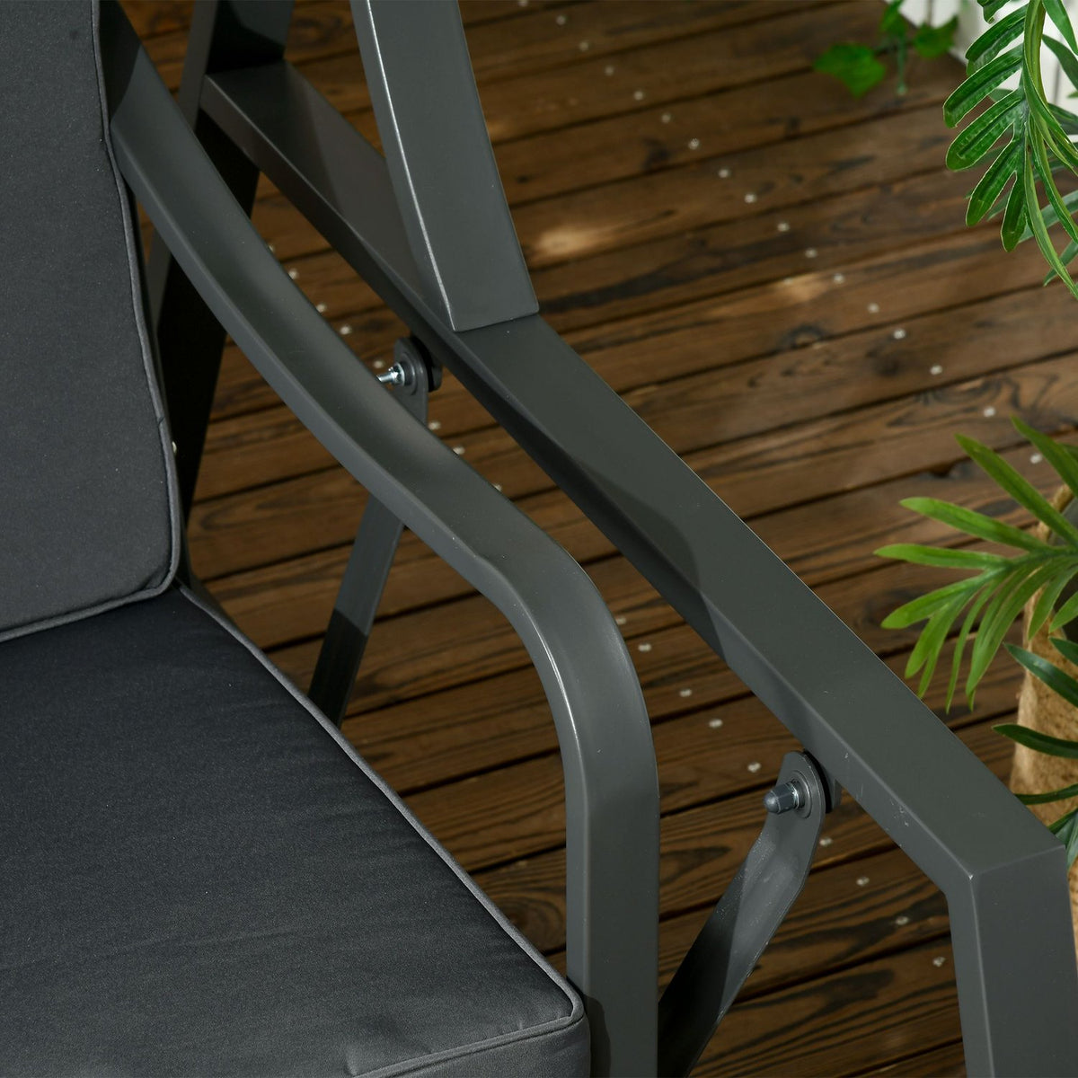 Hollywood Swing, 2-Seater Garden Swing, Swing Bench With Adjustable Sun Canopy, Seat Cushion, Dark Gray, Steel, 148 X 129 X 172 Cm