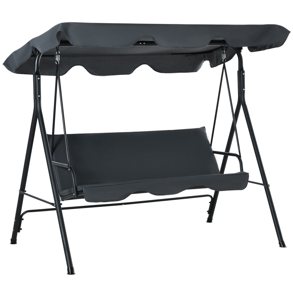 Hollywood Swing 3-Seater Comfortable Swing Bench With Roof, Steel Construction, Gray & Black, 172X110X153Cm