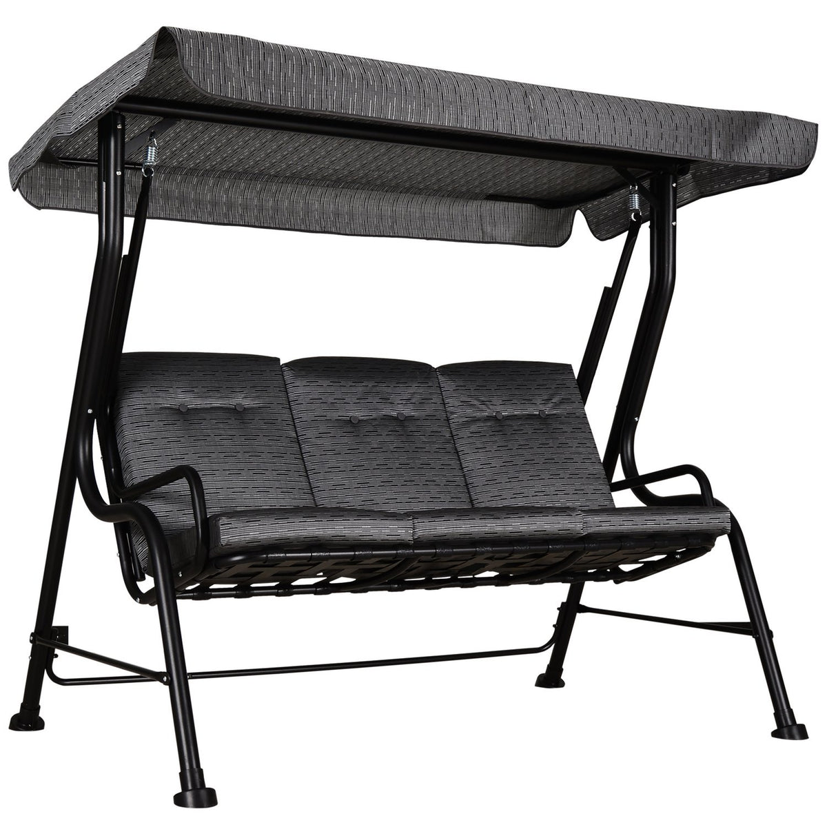 Hollywood Swing, 3-Seater Garden Swing, Adjustable Sun Canopy, Textline Gray 200 X 120 X 170 Cm
