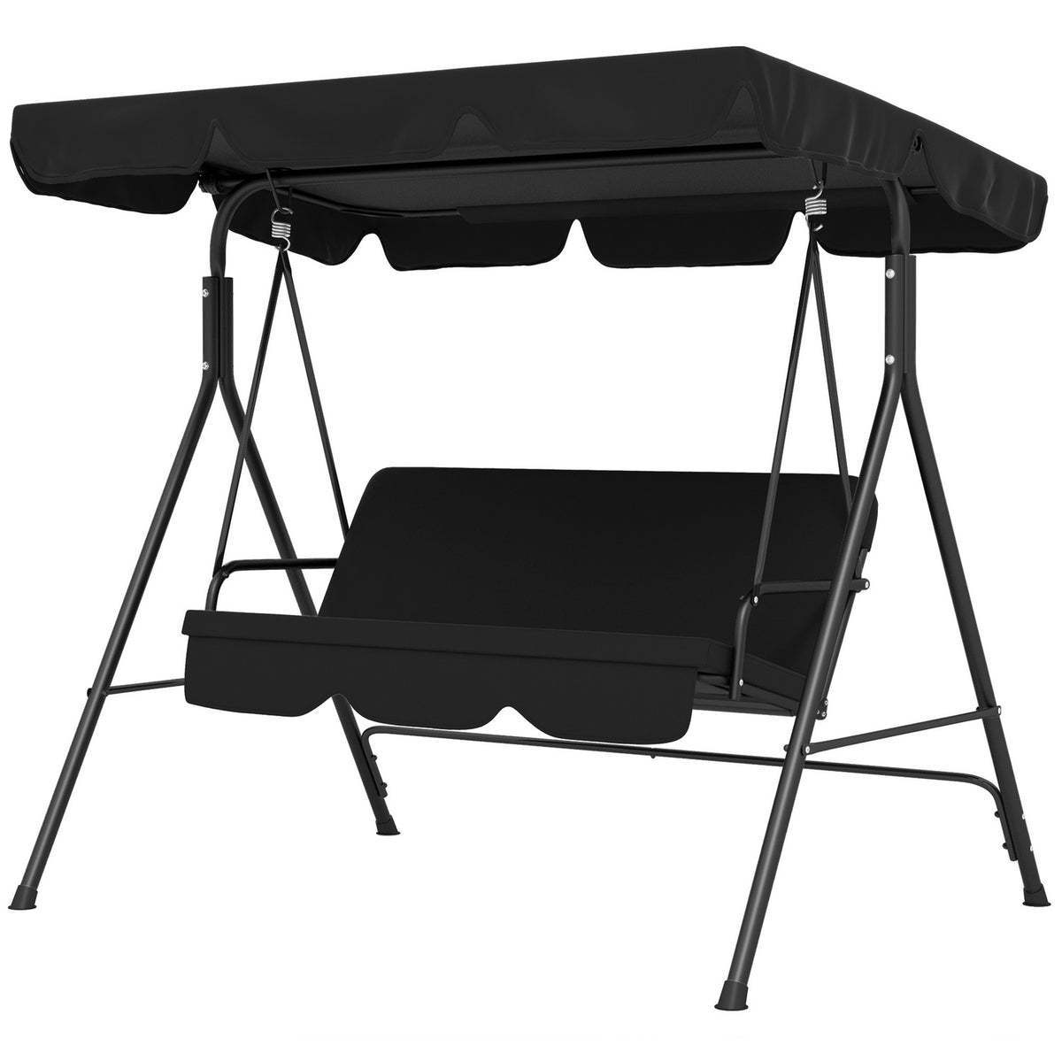 Hollywood Swing 3-Seater Garden Swing Bench With Adjustable Roof Steel Black 172 X 110 X 153 Cm