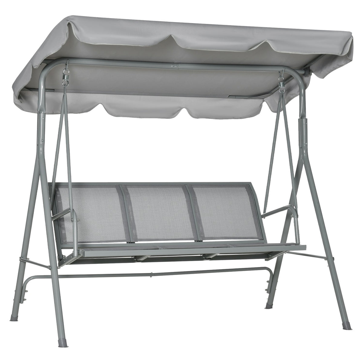 Hollywood Swing 3-Seater Garden Swing Bench With Roof Metal Gray + Silver 170 X 110 X 153 Cm