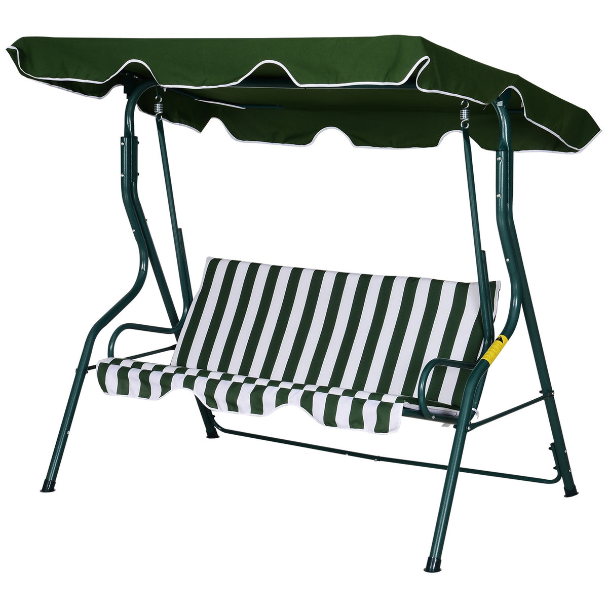 Hollywood Swing, 3-Seater Garden Swing, Swing Bench, Adjustable Sun Canopy, Metal Frame, Green 170 X 110 X 153 Cm