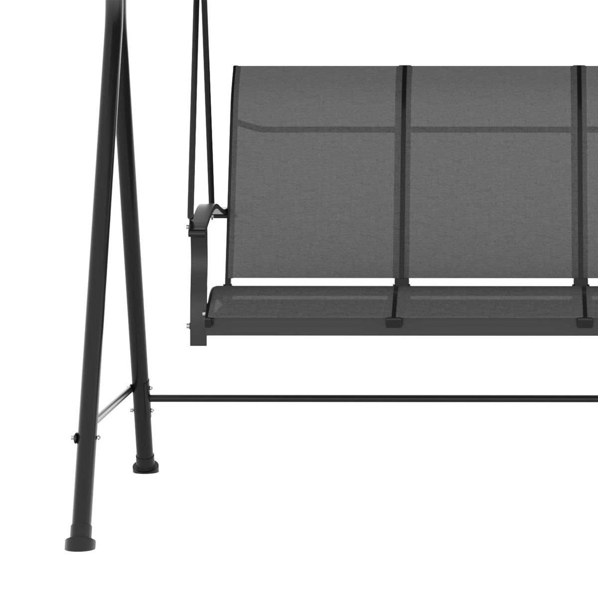 Hollywood Swing 3-Seater Garden Swing with Adjustable Roof Holds up to 240 kg Metal Textline Dark Gray 195 x 118 x 170 cm