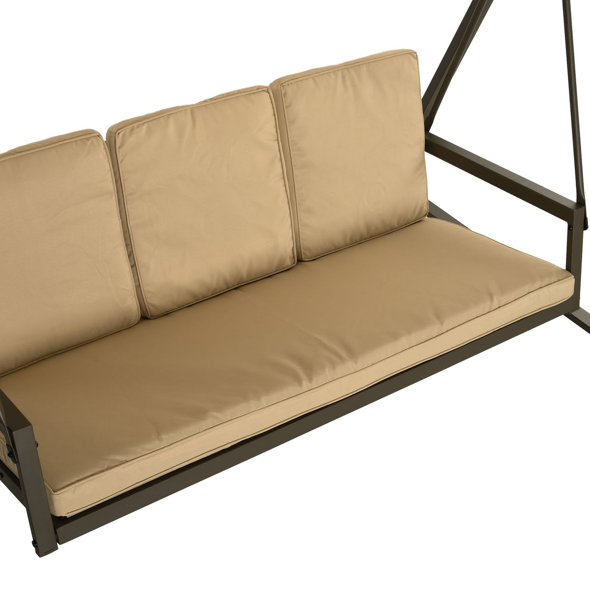 Hollywood Swing 3-Seater Swing Bench With Adjustable Roof, Swing Bench With Back Cushion, Garden Swing With A Load Capacity Of Up To 360 Kg, Beige