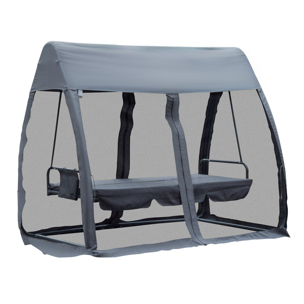 Hollywood Swing Bench Garden Lounger 3-Seater With Side Walls Gray 240X135X197Cm
