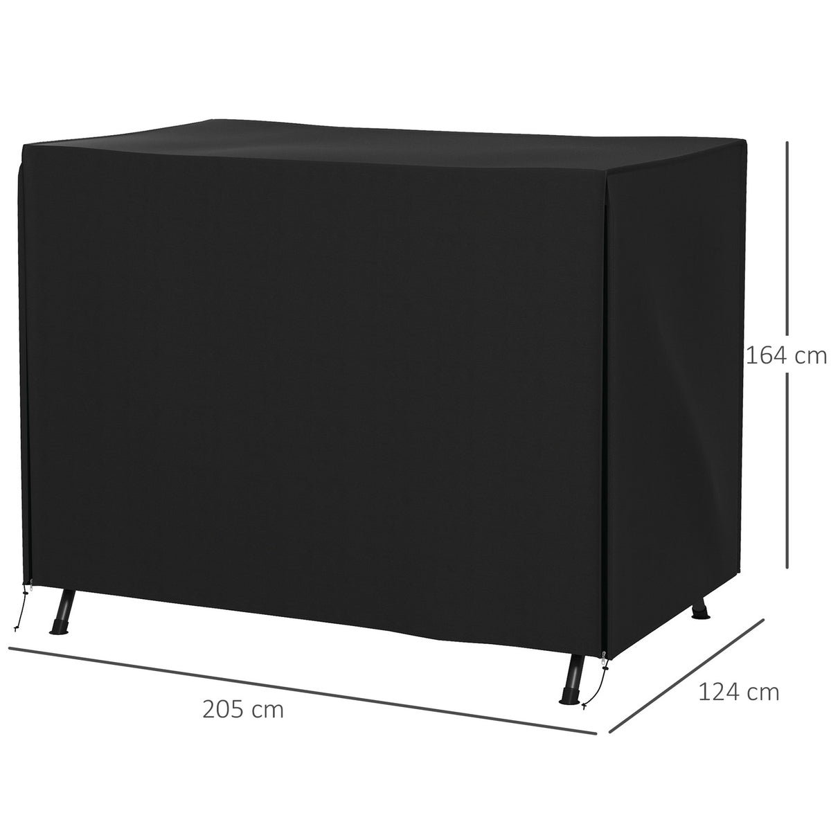 Hollywood Swing Cover 3 Seater, Water-Repellent Winterproof Protective Cover for Garden Swing, UV-Resistant Tarpaulin, Cover, Tear-Resistant 600D Oxford Fabric, 205x124x164cm Black