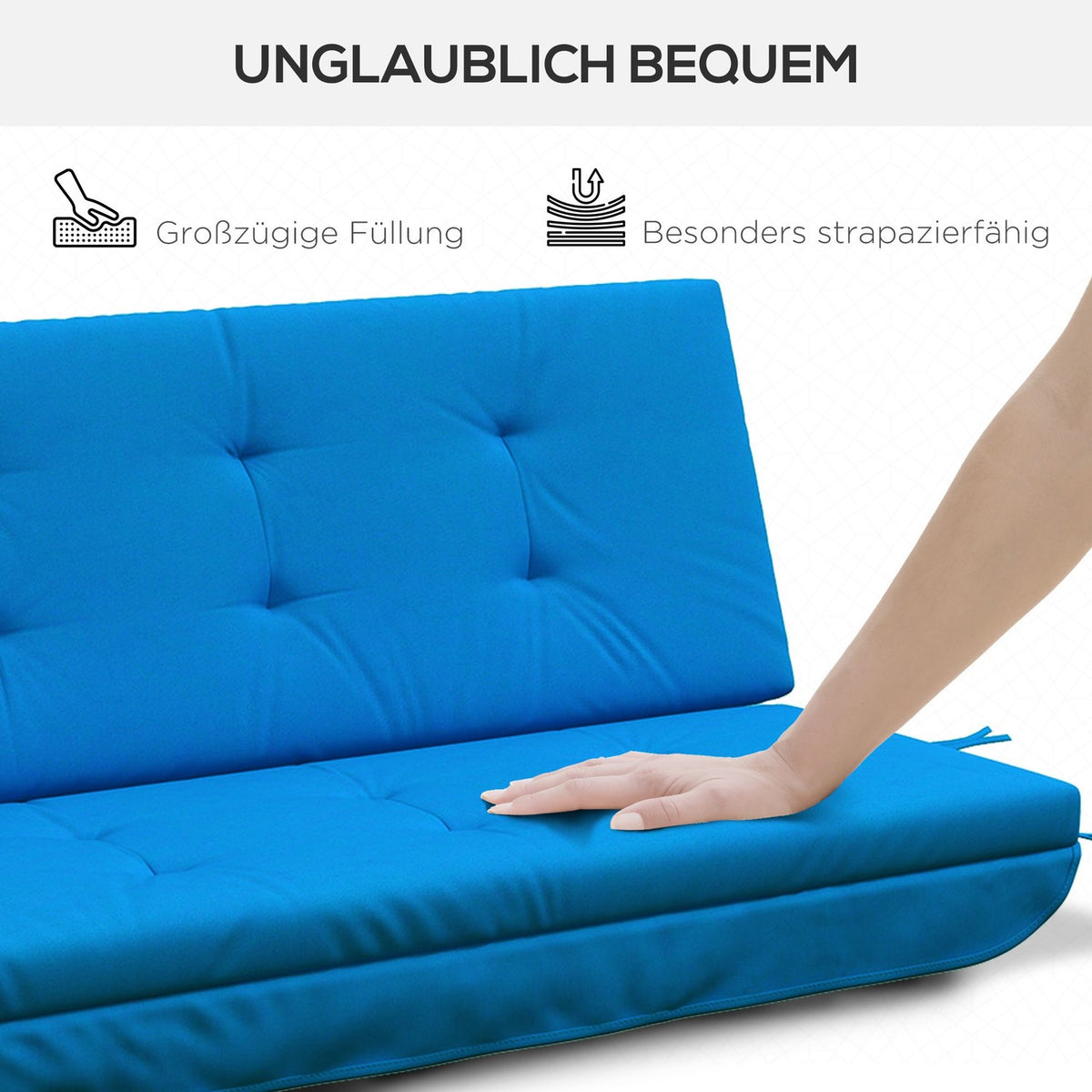 Hollywood Swing Cushion Set 170 Cm Chair Cushion Swing Cushion Seat Cushion Garden Swing Garden Cushion Back Cushion Side Cushion Blue