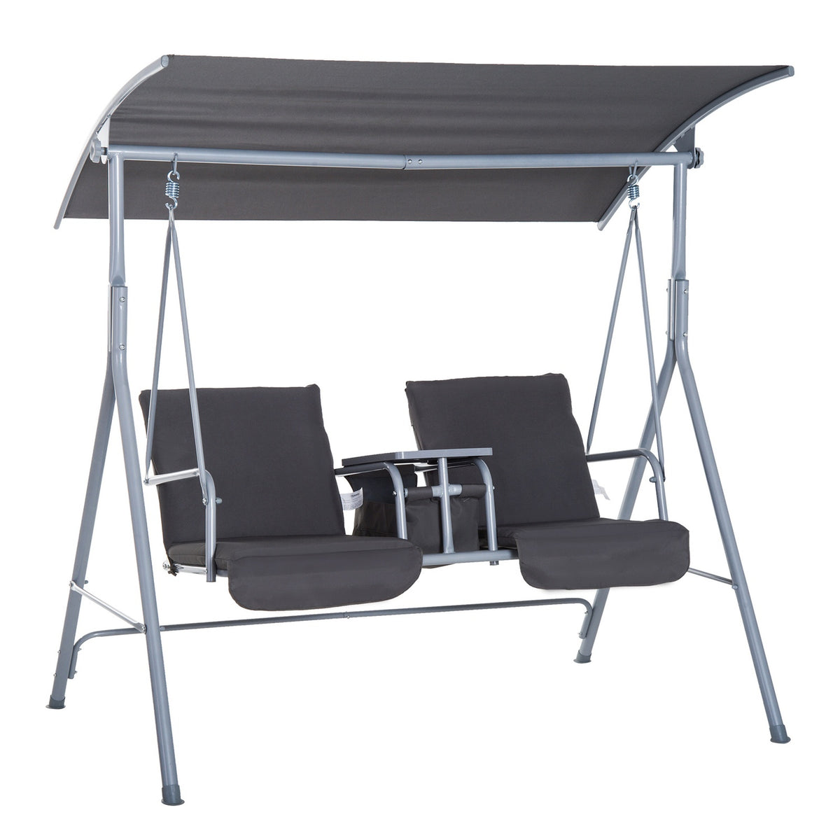 Hollywood Swing Garden Swing 2-Seater With Sun Canopy Gray 175 X 112 X 165 Cm