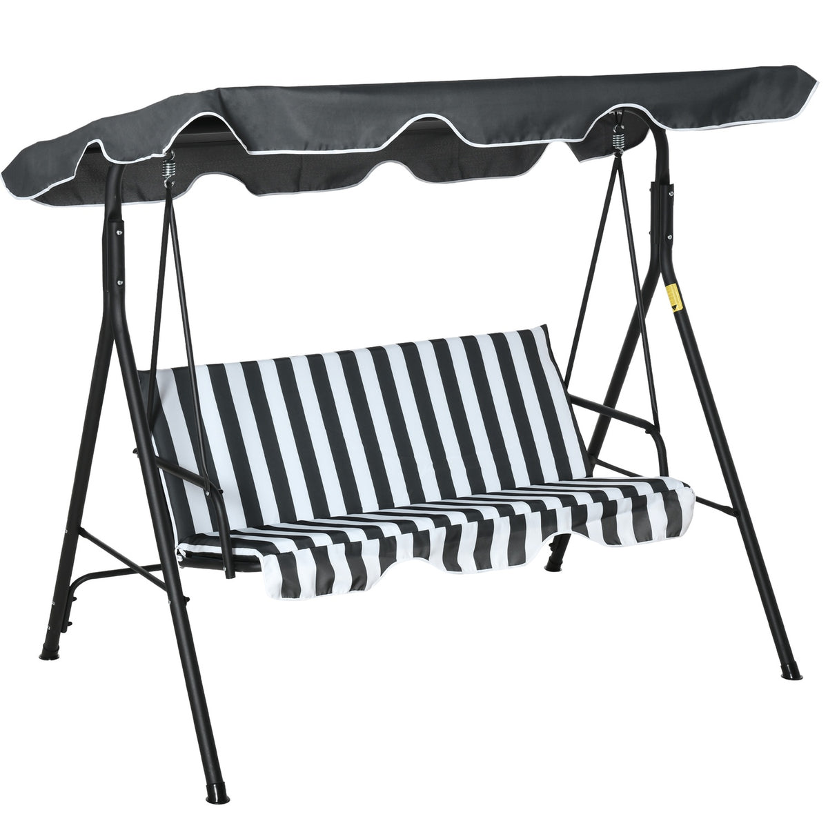 Hollywood Swing Garden Swing Bench 3-Seater With Roof Steel Gray + White 172 X 110 X 153 Cm